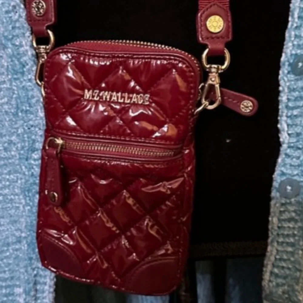 MZ Wallace Quilted Micro Crosby Crossbody Bag in Port Lacquer /Gold - Picture 8 of 11